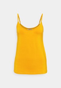 Yellow camisole with thin straps, made from smooth, lightweight fabric. Features a scoop neckline and a regular fit.