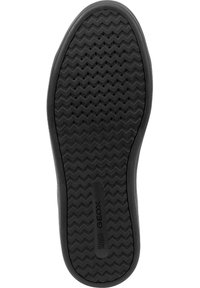 Svart gummisula med ett zick-zack mönster, perforeringar för andningsförmåga, och präglad "GEOX" branding längs mitten.