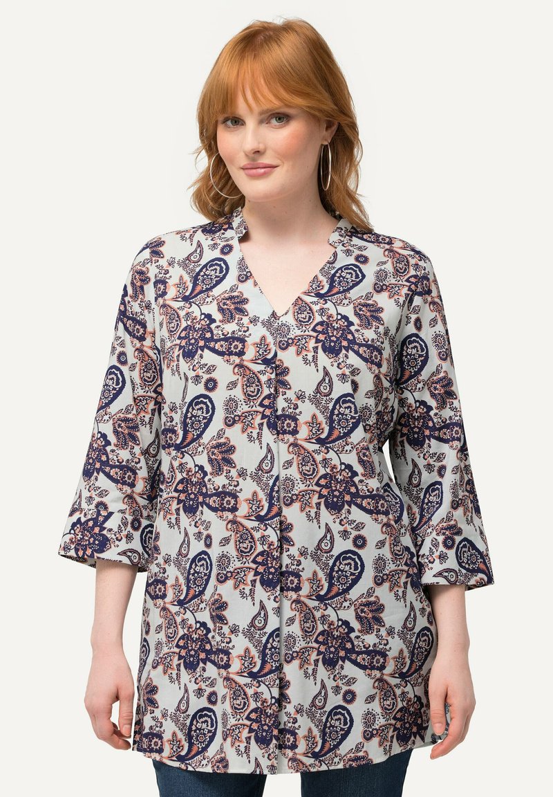 Ulla Popken PAISLEYMUSTER V AUSSCHNITT STEHKRAGEN 3/4 ARM - Bluse