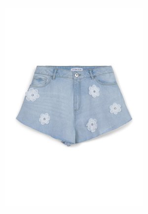 APPLICAZIONE FIORE - Shorts di jeans - var blu denim chiaro