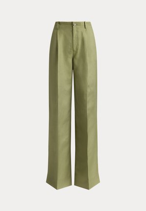 Lauren Ralph Lauren, LINEN WOVEN-WIDE LEG-PANTS - Broek - light agave