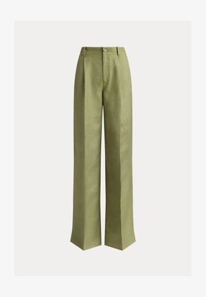Lauren Ralph Lauren, LINEN WOVEN-WIDE LEG-PANTS - Nadrágok - light agave