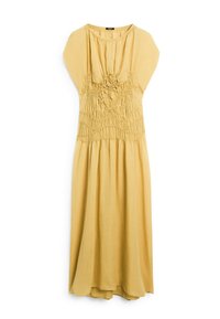 FLARED MIDI WITH EMBROIDERED DETAIL - Vardagsklänning - mustard yellow