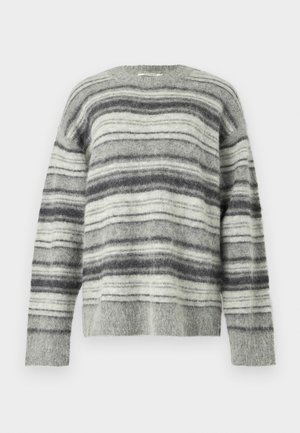 FLUFFY STRIPE CREW - Pullover - grey