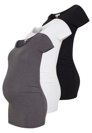 3 PACK - Jednoduché triko - white/black/dark grey