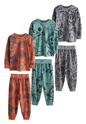 Next 3 PACK - REGULAR FIT SET - Pizsama szett - green orange graffiti skull
