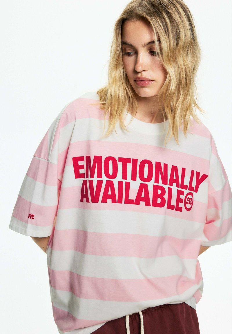 PULL&BEAR - STRIPED - T-shirt imprimé - light pink, Agrandir