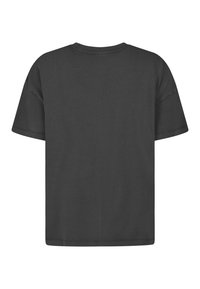 Donkergrijze katoenen t-shirt met een relaxte pasvorm, korte mouwen, ronde hals en een soepele textuur. Geen zichtbare patronen of logo's.