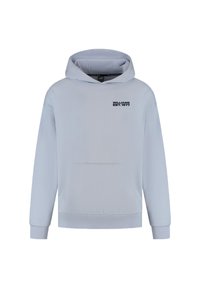 Jasnoszara bluza z kapturem z przednią kieszenią i napisem "WILLIAMS EST. 1977" wydrukowanym na czarno po lewej stronie klatki piersiowej.