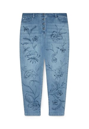 Fiorella Rubino, JEANS BARRELL CON RICAMO FLOREALE - Jeans Tapered Fit - azzurro