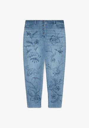Fiorella Rubino, JEANS BARRELL CON RICAMO FLOREALE - Jeans Tapered Fit - azzurro