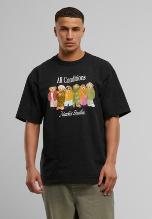 Market Print T-shirt - washed black
