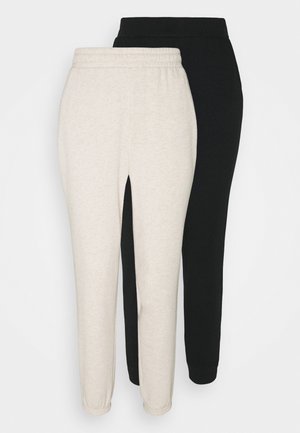 2er PACK - Loose fit joggers - Trainingsbroek - black/mottled beige