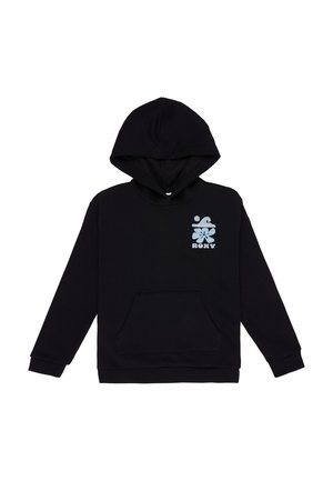 Svart hoodie i bomullsblandning med en framficka. Har en ljusblå grafisk logotyp på vänster bröstområde. Regular fit, lång ärm.