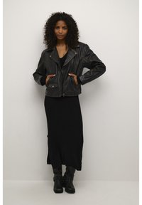Kaffe KAJANE - Kožená bunda - black washed leather