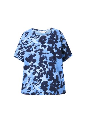 Maglietta con motivo tie-dye blu e navy, dal fit relaxed, colletto tondo e maniche corte, realizzata in morbido tessuto di cotone.