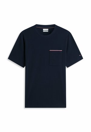 Tommy Hilfiger, TOMMY HILFIGER GLOBAL STRIPE POCKET PIQUE T-SHIRT - T-shirt basic - navy blue
