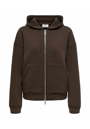 JDY, HOODIE JDYSABRINA SCUBA SWEATSHIRT - Sweat zippé - coffee bean