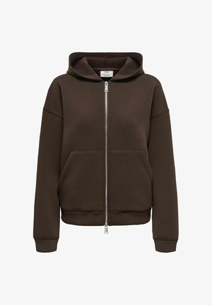 JDY, HOODIE JDYSABRINA SCUBA SWEATSHIRT - Sweat zippé - coffee bean