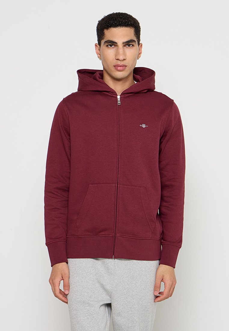 Gant Sweater met rits bordeauxrood