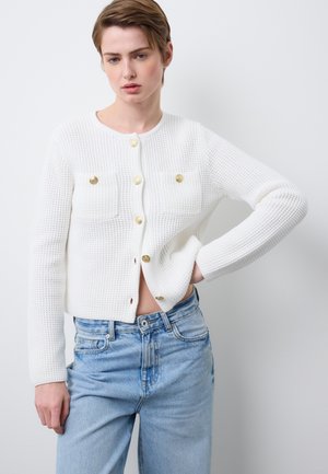 REGULAR FIT WITH BUTTONS - Strickjacke - natural