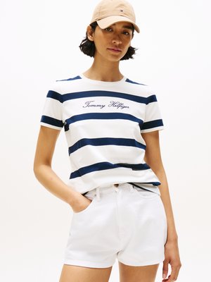 Tommy Hilfiger SCRIPT - T-shirt estampada - ivory/dark night