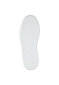 Witte sneakerzool met een gestructureerd, ruitvormig profiel voor grip en een gladde rand, ontworpen voor traction en comfort.