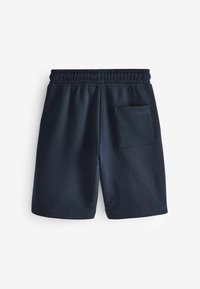 Marineblaue Shorts mit elastischem Bund und strukturierter Oberfläche. Verfügt über eine einzelne Gesäßtasche. Länge: bis zur Mitte des Oberschenkels. Weicher Stoff, geeignet für die Freizeit.