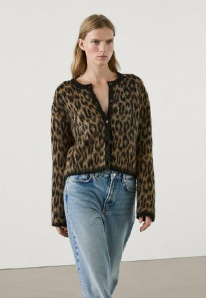 Massimo Dutti ANIMAL PRINT - Kardigan - dark brown