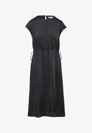 Mustasukainen, lyhytnhihainen mekko, jossa on pyöreä pääntie ja kiristettävä vyötärö. Valmistettu sileästä kankaasta, sisältäen takana avauksen, joka muistuttaa avainta.