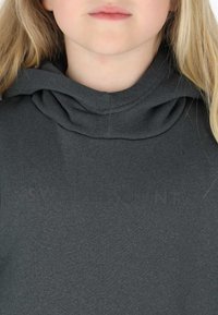 Gray hooded sweatshirt with fabric texture, featuring a folded design at the neckline and embossed “SWEDEMOUNT” logo at the chest.