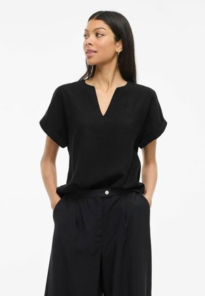 MIT KURZEN ÄRMELN VIMARLEE SPLIT NECK - Bluse - black beauty