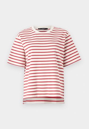 Rood-wit gestreept t-shirt met een ronde halslijn en korte mouwen. Gemaakt van een lichtgewicht stof met een ontspannen pasvorm.