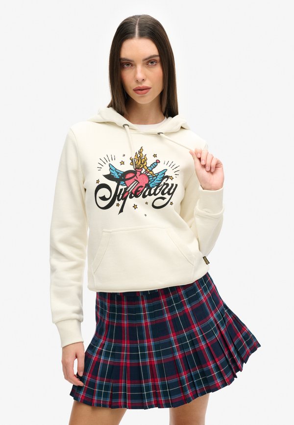 TATTOO SCRIPT GRAPHIC - Kapuzenpullover - cream