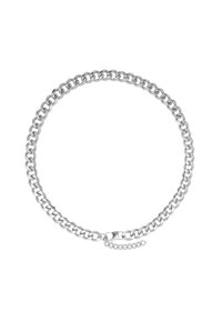 Collana in argento con grandi maglie intrecciate. Dotata di chiusura a ganci e un prolungatore della catena regolabile per personalizzare la lunghezza.