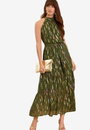 Love & Roses HALTERNECK  RUFFLE REGULAR FIT - Maxikleid - khaki green metallic