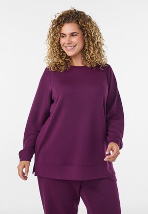Zizzi, LANGÄRMELIGE BLUSE AUS JERSEY MIT RUNDHALSAUSSCHNITT - Φούτερ - lila