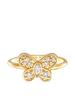 Elli Premium ring voor dames, solitair met zirkoniakristal in 375 geelgoud, 54 EU, Facetgeslepen, Zirkonia