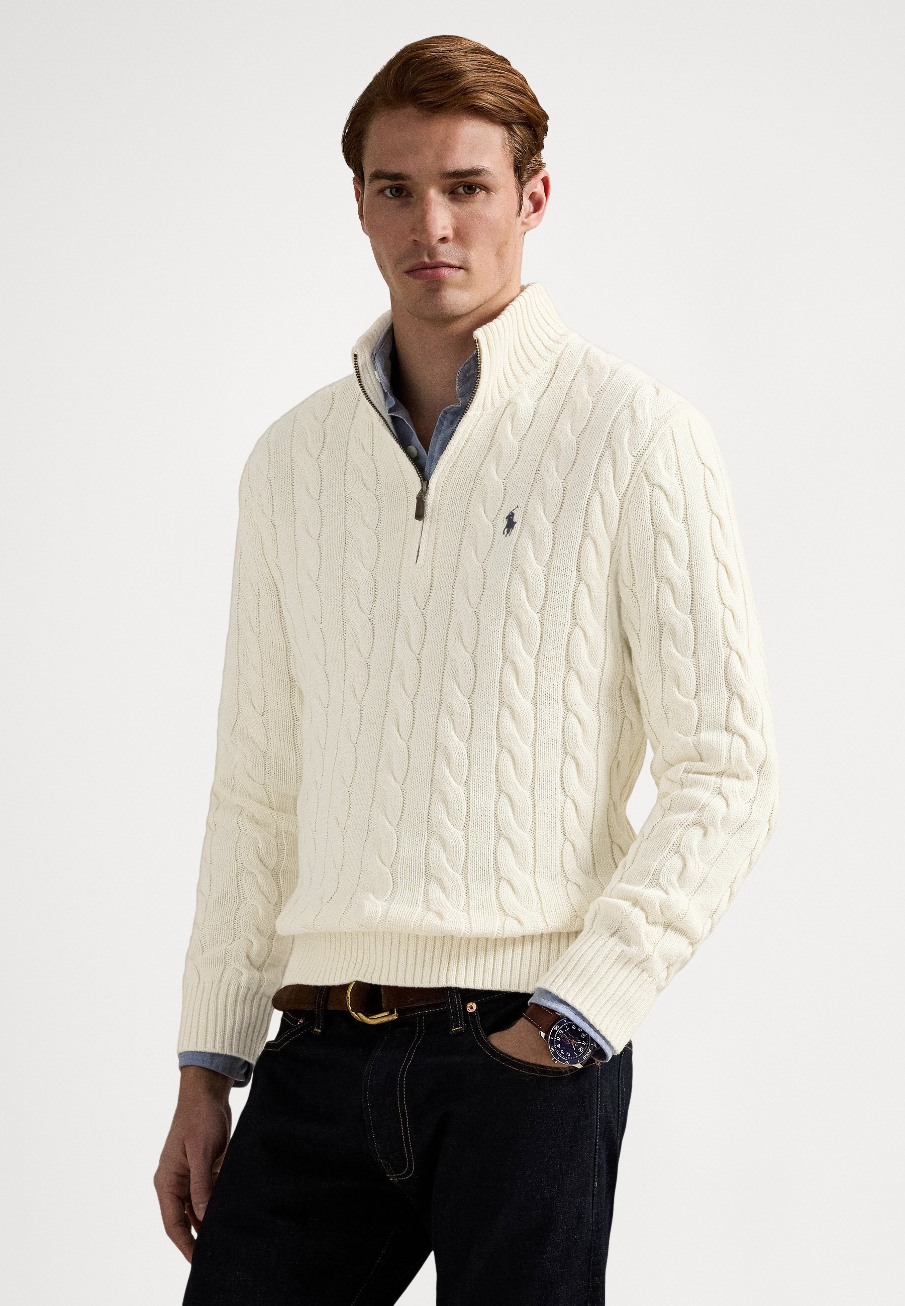 Polo Ralph Lauren CABLE-KNIT COTTON QUARTER-ZIP SWEATER Jersey