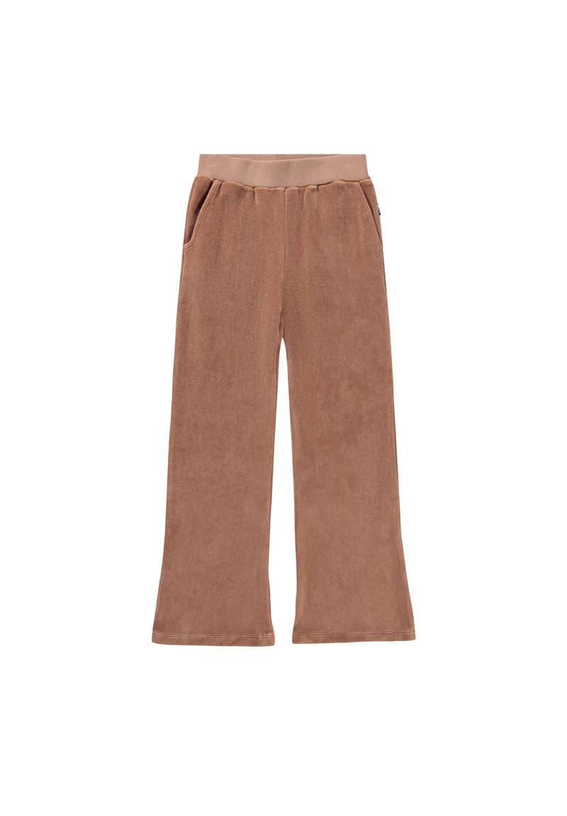 Pruunist korduroy-stilist laia jala püksid elastsepaelaga, küljetaskud ja pehme tekstuur. Disainil on vabalt õhkuv sobivus ja minimaalne õmblus.