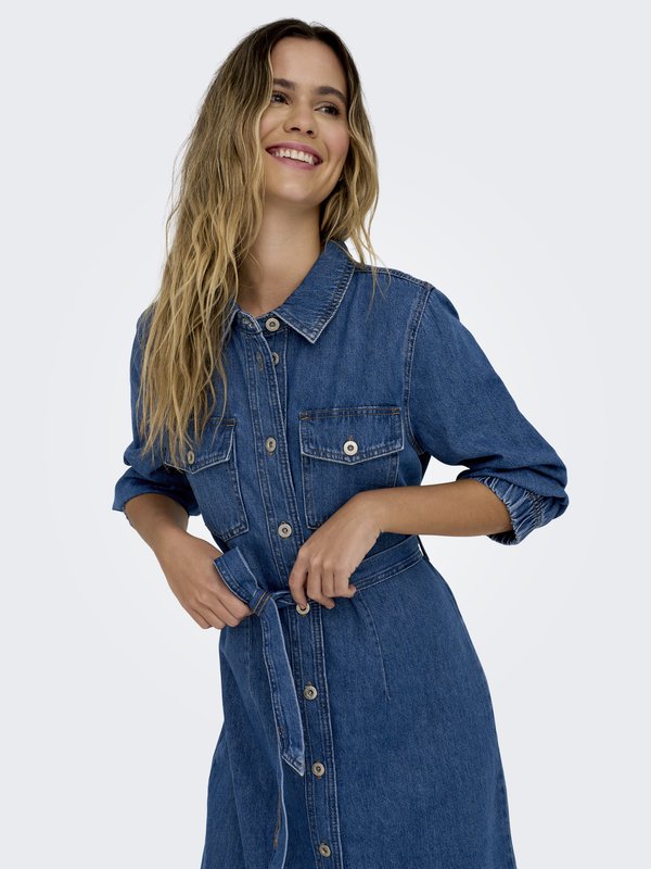 ONLHELLE BELTED DRESS - Denim dress3