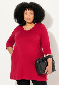 Ulla Popken V-NECK  - Langarmshirt - dark red