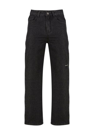 Jeans din denim negru cu un croi drept, dotate cu un talie cu nasturi, design cu cinci buzunare și un broderie discretă a brandului pe față.
