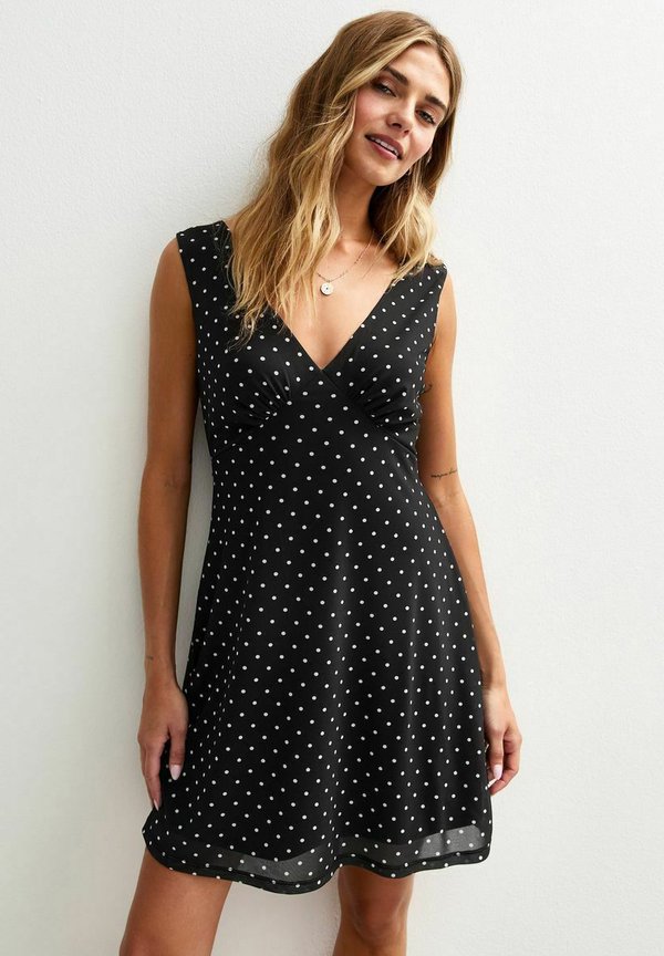 POLKA DOT V-NECK MINI - Freizeitkleid