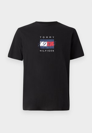 Tommy Hilfiger LINEAR FLAG GRAPHIC TEE UNISEX - Majica kratkih rukava s printom - black