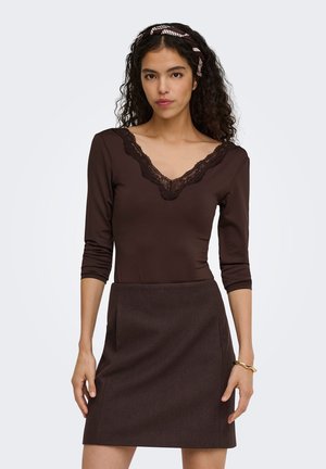 ONLY, ONLFERN L/S V-NECK BODYSTOCKING JRS - Блуза с дълги ръкави - coffee bean