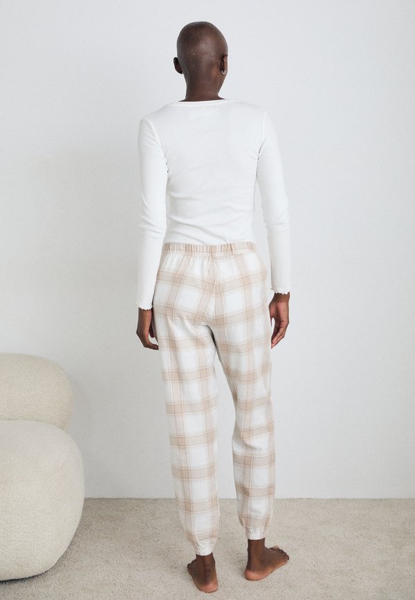 PANT CHECK CUFF - Pyjama bottoms - tan3
