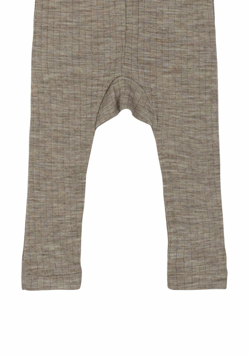 Leggings lungi, cu nervuri, de culoare maro deschis, fabricate din material moale. Dispune de o talie elastică și glezne conice, cu un design neutru.
