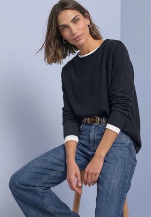 Street One, JUMPER WITH CREW NECK AND ROLLED EDGES - Pullover - darkest blue
