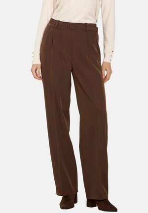 BELTED WIDE - Nohavice - brown dark chocolate